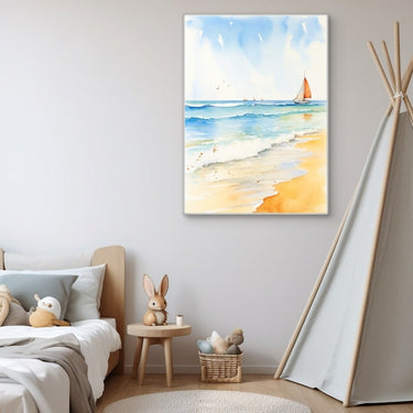 Watercolor Painting of the Beach